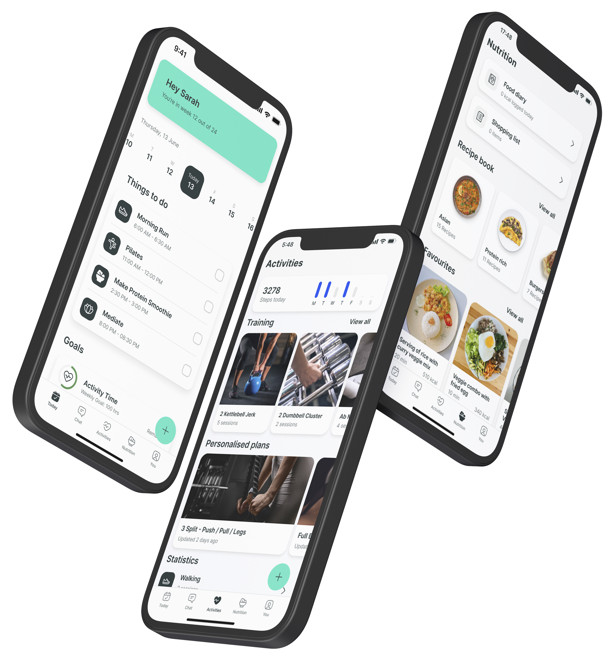 A mockup of the coaching app showcasing the features.